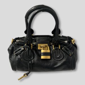 PreOwned CHLOÉ Paddington Bag  Black Leather With Gold Lock Hardware