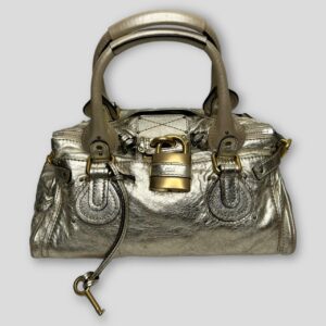 PreOwned CHLOÉ Paddington Bag  Metallic Light Gold Color