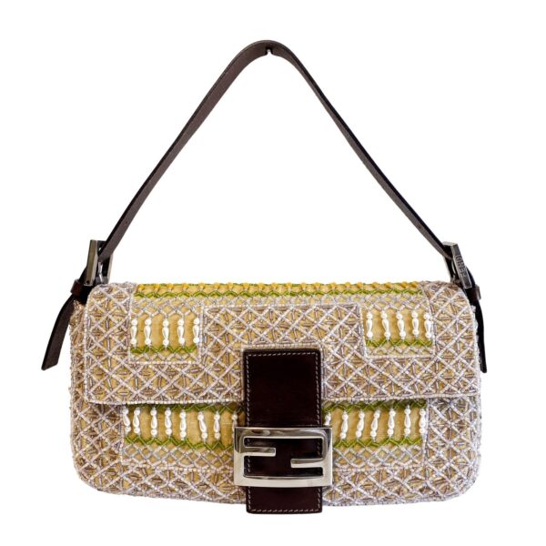 pic_3b41ff2e-f472-4a2a-a5de-109156781894 Authentic Fendi Baguette Pink Beaded Yellow / Green Shoulder Bag Pre-Owned - Luxury Pre-Owned Designer Bag