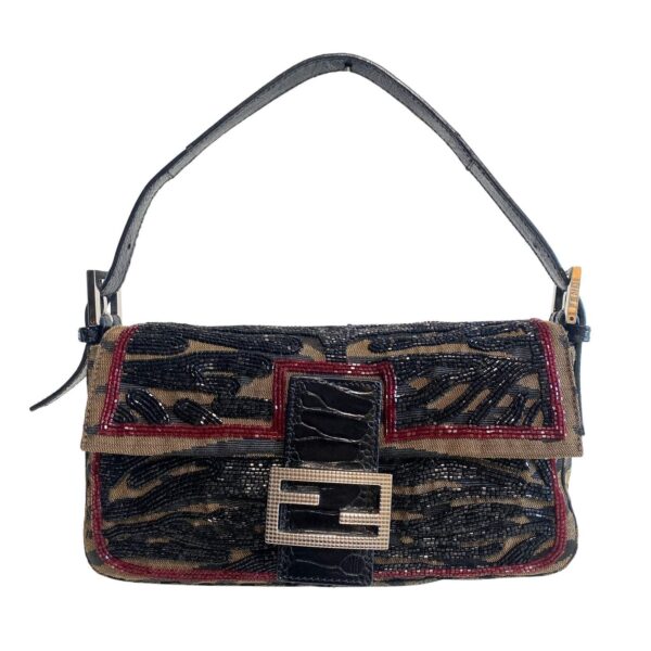pic_56532d59-3319-4f19-afbb-762420ecfd18 Authentic Fendi Beaded Baguette Tiger Black Zebra Pattern Shoulder Bag Pre-Owned - Luxury Pre-Owned Designer Bag