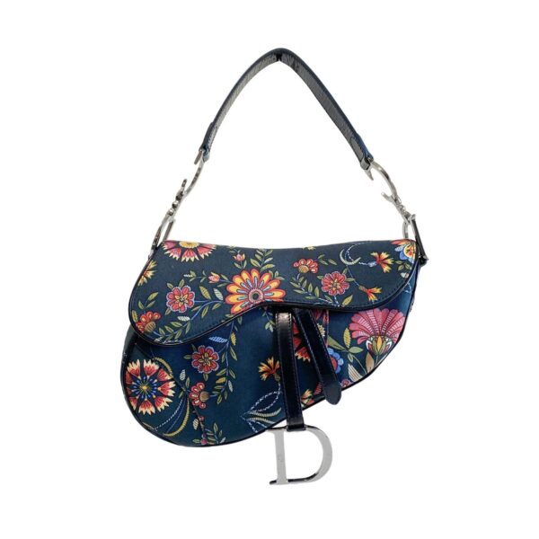 pic_6306c928-9d8b-4885-8b30-51f1a477ac11 Authentic Christian Dior Flower Print Cotton Canvas Saddle Shoulder Bag Pre-Owned - Luxury Pre-Owned Designer Bag