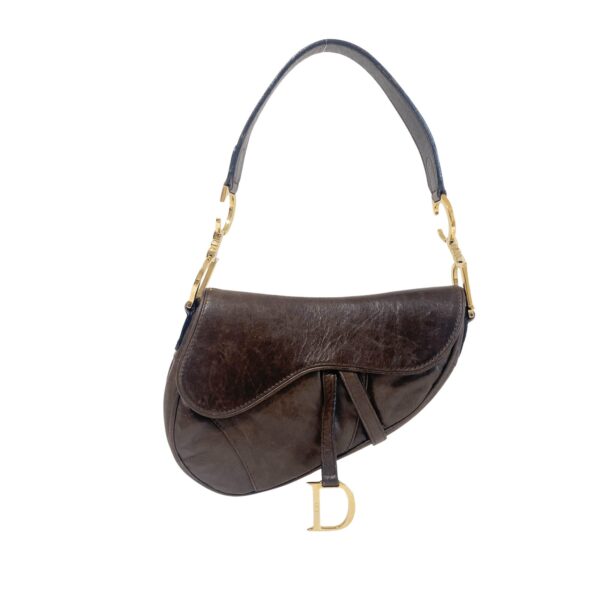 Authentic Christian Dior Saddle Brown Leather Shoulder Bag Pre-Owned - Luxury Pre-Owned Designer Bag