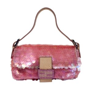 Authentic Fendi Rare Baguette Pink Sequin Rhinestone Hardware Shoulder Bag Pre-Owned - Luxury Pre-Owned Designer Bag