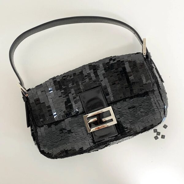 pic_ff213b85-8b76-4b2d-be38-e46f39acf8f5 Authentic Fendi Black Sequin Baguette Shoulder Bag Pre-Owned - Luxury Pre-Owned Designer Bag